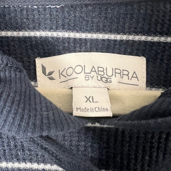 Koolaburra By UGG Women's XL Blue White Stripe Thermal Pullover Hoodie Coastal - Picture 11 of 13
